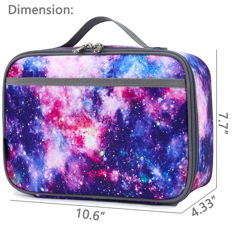 FlowFly Kids Lunch box Insulated Soft Bag Mini Cooler Back to School Thermal Meal Tote Kit for Girls, Boys,Galaxy - Image 3